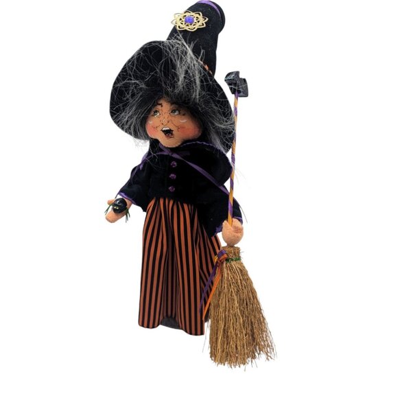 Annalee 2008 Halloween Witch w/ Spider & Broom 2009 Black Cat 11in - Picture 9 of 10